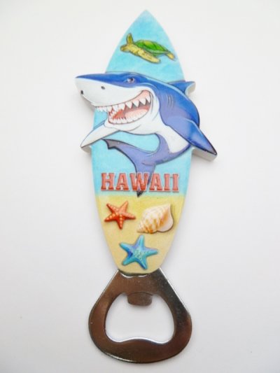 6" Shark Ocean Surfboard w/ "Hawaii" Bottle Opener Magnet